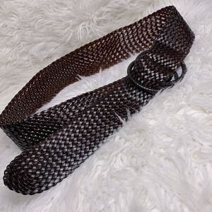 🟢3 for $20 ——-WOVEN leather adjustable wide belt 2 ring unbranded women’s